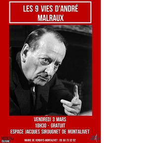 Conférence de Jean-René Bourrel "Les 9 vies d’André Malraux" à Montalivet le 3 mars
