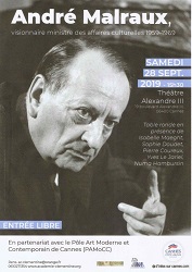 « Malraux,  visionnaire ministre des affaires culturelles  (1959 – 1969) » – Cannes – le 28 septembre
